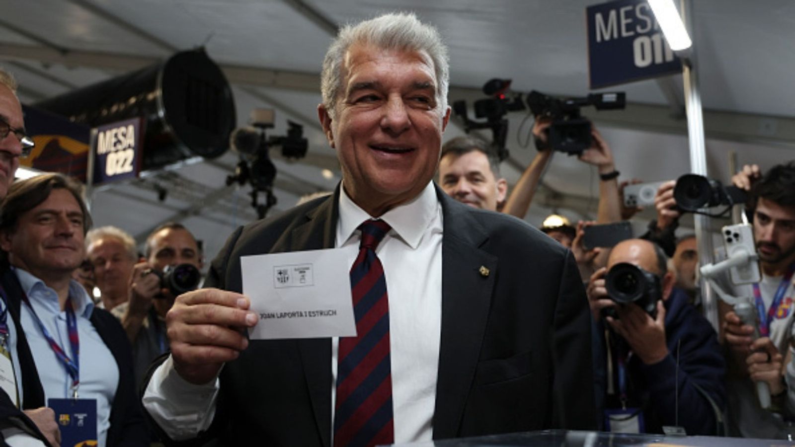 Watch: Joan Laporta breaks into wild celebration after becoming Barca president again Joan Laporta in the frame (Image via Getty)
