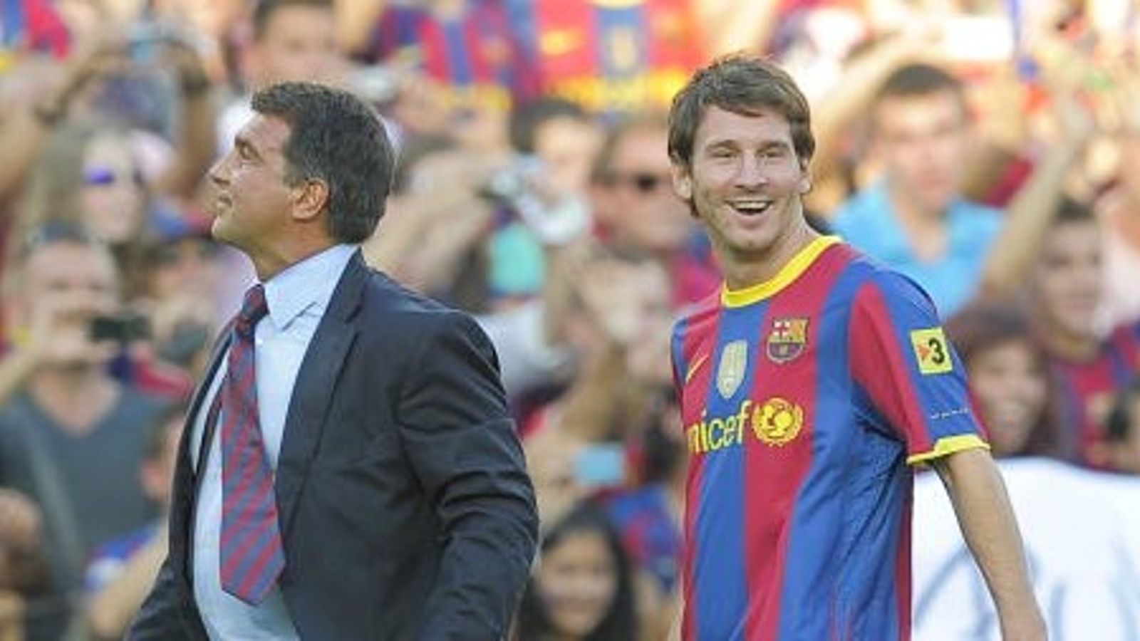 Joan Laporta opens up Lionel Messi after winning FC Barcelona presidential elections Joan Laporta and Lionel Messi in the frame.