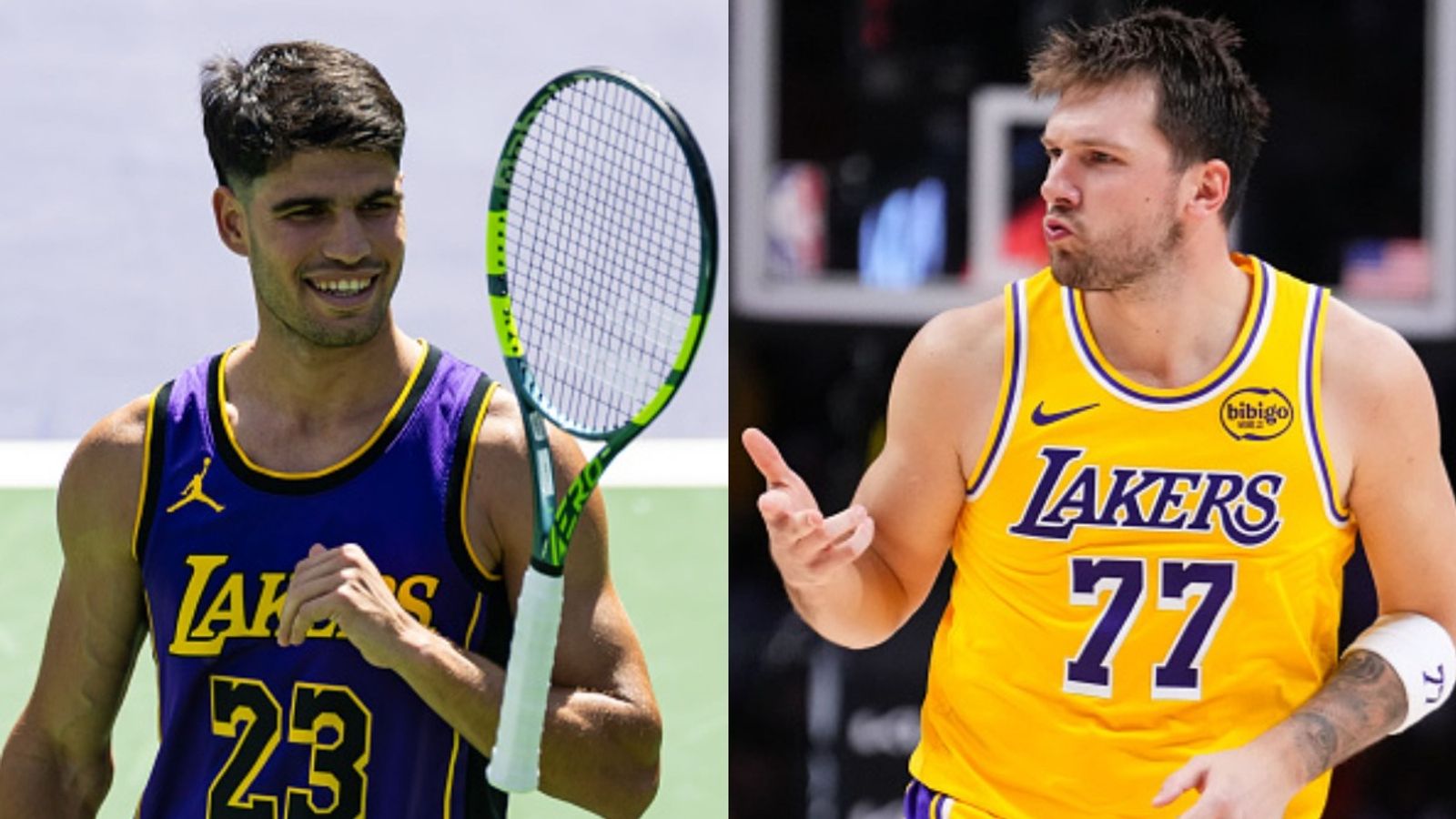 Watch: Luka Doncic & Carlos Alcaraz's heartfelt moment as Lakers star drops 60-point game goes viral Carlos Alcaraz, Luka Doncic in the frame (Images via Getty)