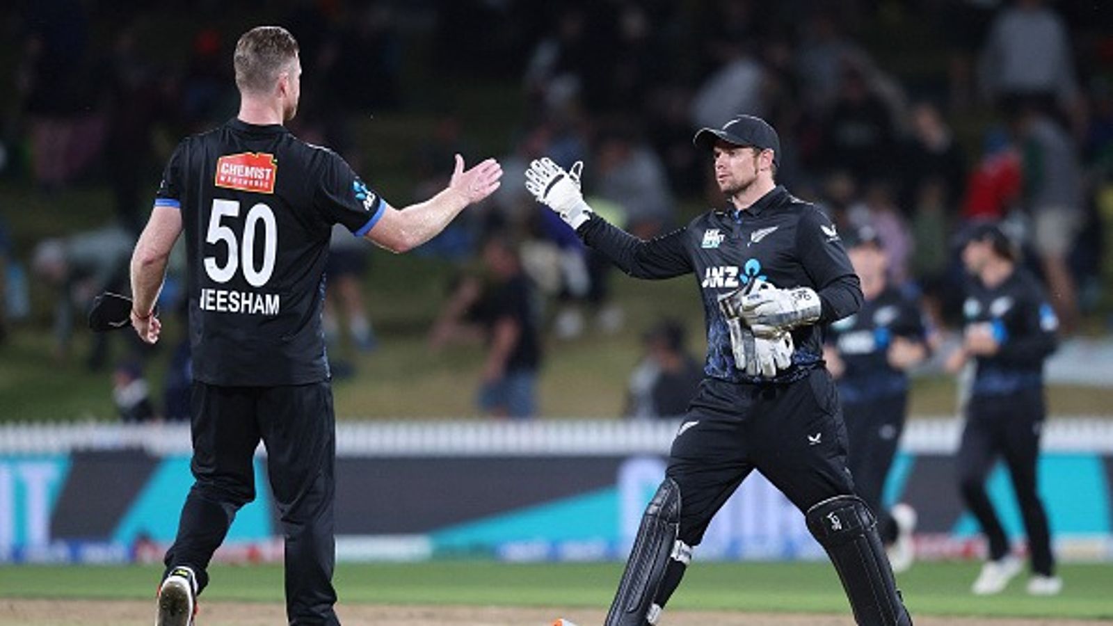 New Zealand suffers big setback, Tom Latham ruled out of South Africa T20Is, 35-year-old takes charge New Zealand's Tom Latham (L) and James Neesham (R) celebrate their win after the second Twenty20 international cricket match between New Zealand and South Africa played at Seddon Park in Hamilton on March 17, 2026. (Getty)