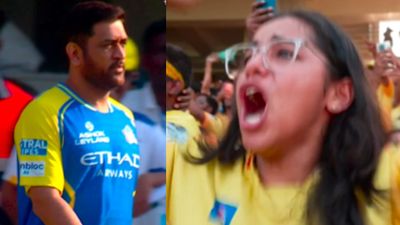 Watch: MS Dhoni’s grand entry sparks wild scenes at Chepauk, female fan's reaction goes viral Watch: MS Dhoni’s grand entry sparks wild scenes at Chepauk, female fan's reaction goes viral. (Screenshot)
