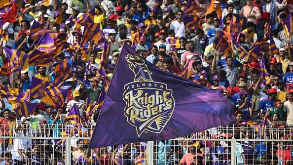 A fan waves Kolkata Knight Riders flag in this frame. (Getty)