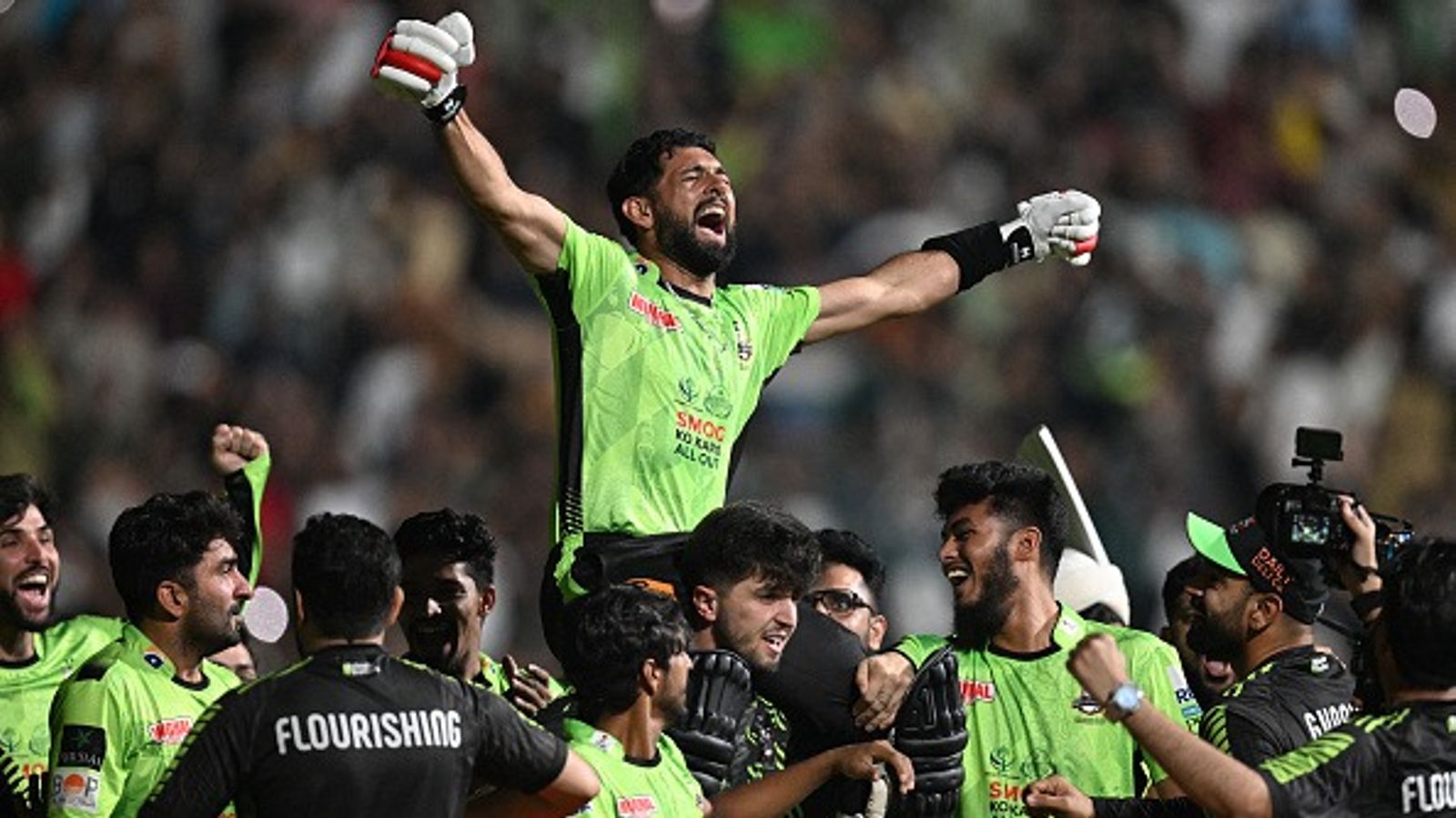 PSL 2026: Uncertainty looms over Bangladesh players’ participation Lahore Qalanders' players carry teammate Sikandar Raza as they celebrate after their victory in the Pakistan Super League (PSL) Twenty20 final cricket match between Lahore Qalandars and Quetta Gladiators at the Gaddafi Stadium in Lahore (Getty)