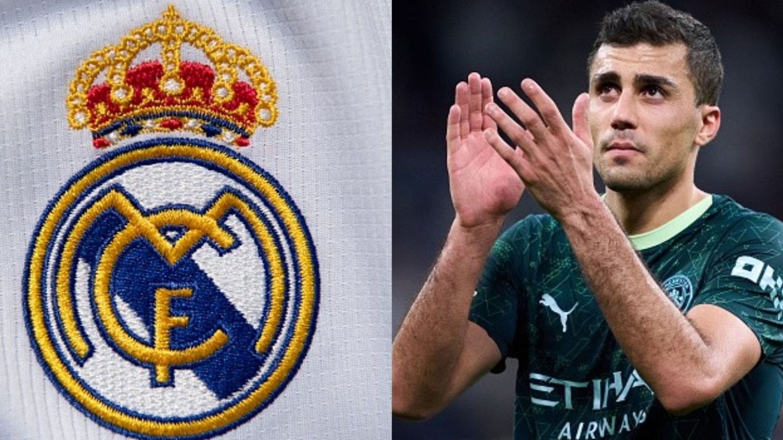 'You cannot refuse': Man City star Rodri speaks on Real Madrid transfer rumors Real Madrid logo, Rodri in the frame (Images via Getty)