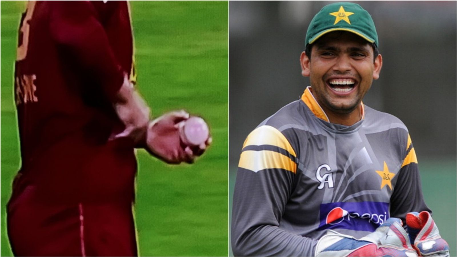 'Kisi desi dupatta lane se colour karwaya hai': Kamran Akmal trolls PSL franchise's jersey after ball turns pink Pakistan's former cricketer Kamran Akmal (L); Marnus Labuschagne holding the ball that turned pink due to poor kit in PSL 2026 opener.