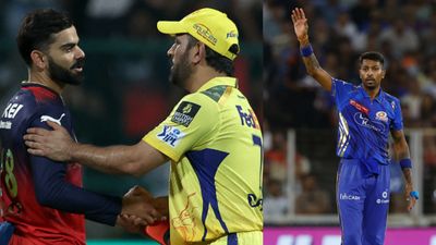 DECODED: Why CSK meet RCB twice in IPL 2026 league stage but not Mumbai Indians L-R: RCB's Virat Kohli, CSK's MS Dhoni and MI's Hardik Pandya in frame. (Getty)