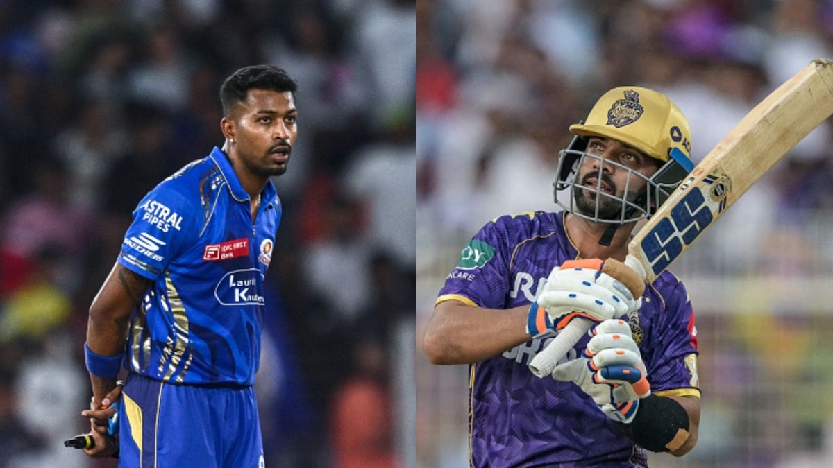 MI skipper Hardik Pandya (L) and KKR captain Ajinkya Rahane in frame. (Getty)