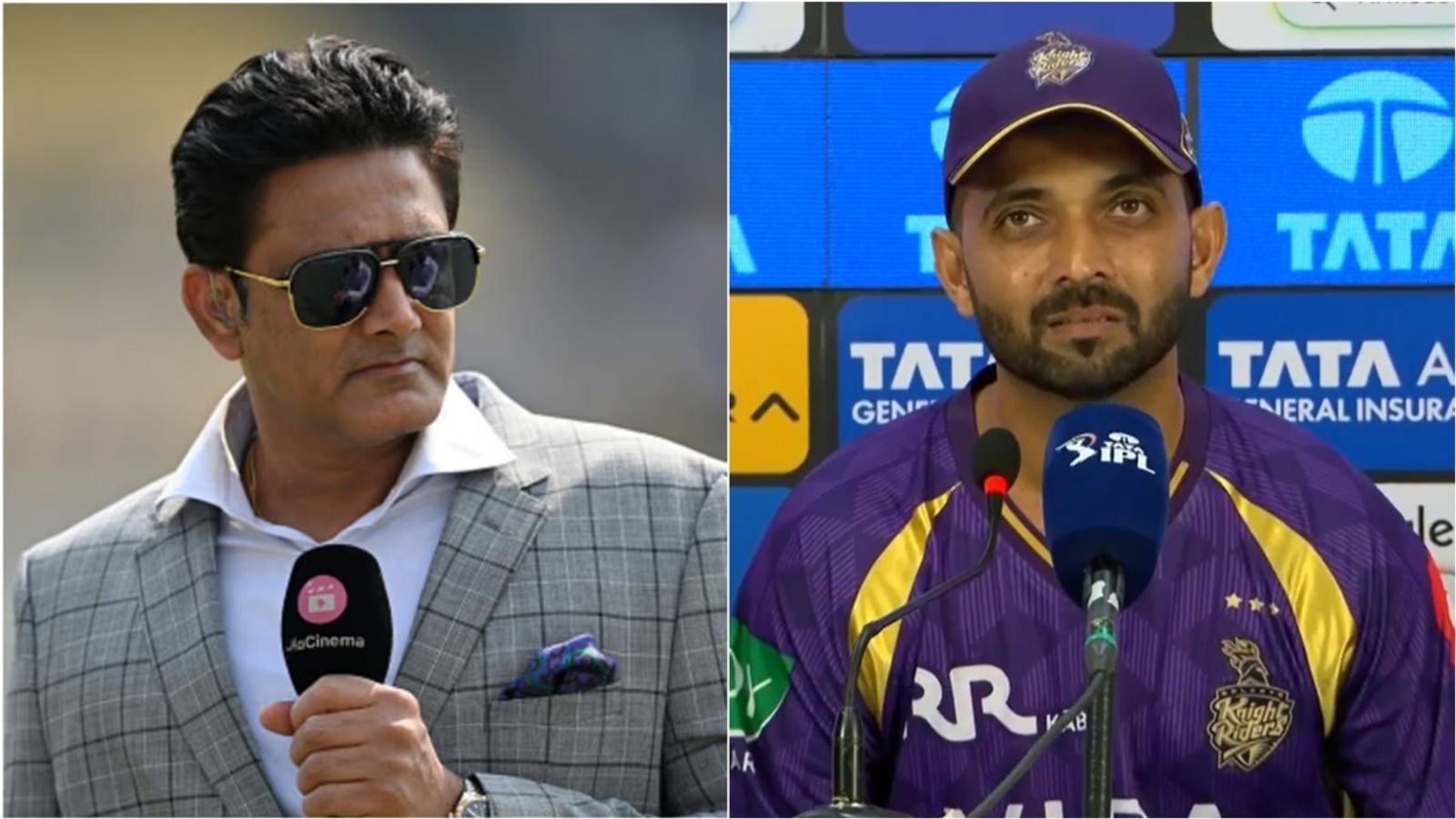 'Need to use their resources better': Kumble slams Rahane's KKR for making this mistake in powerplay overs vs MI Cricketer-turned-commentator Anil Kumble; KKR skipper Ajinkya Rahane speaks during post-match presentation.