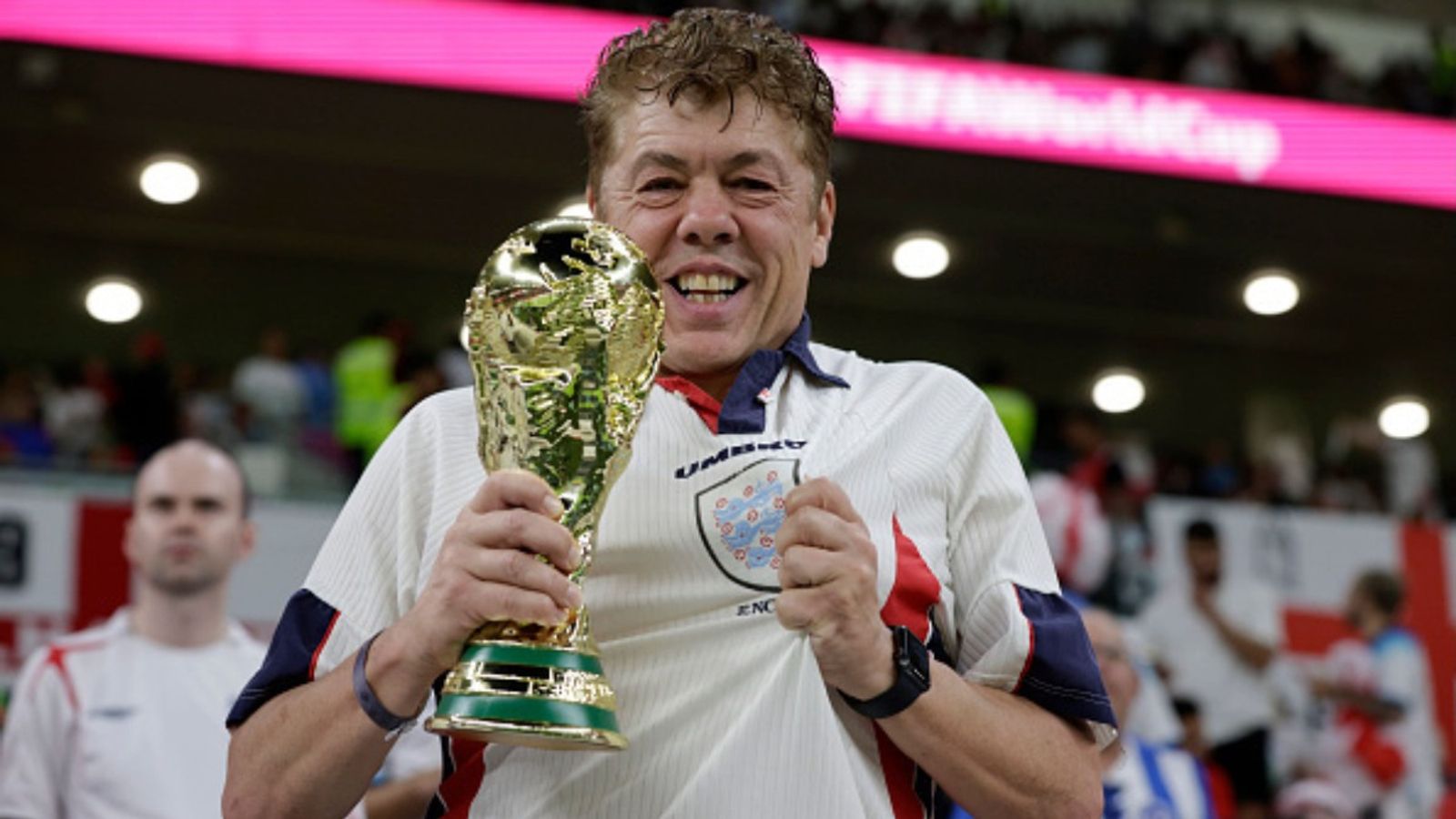 Who is Andy Milne? England superfan sells house for seven-week FIFA World Cup trip Andy Milner, England football fan in the frame (Image via Getty)