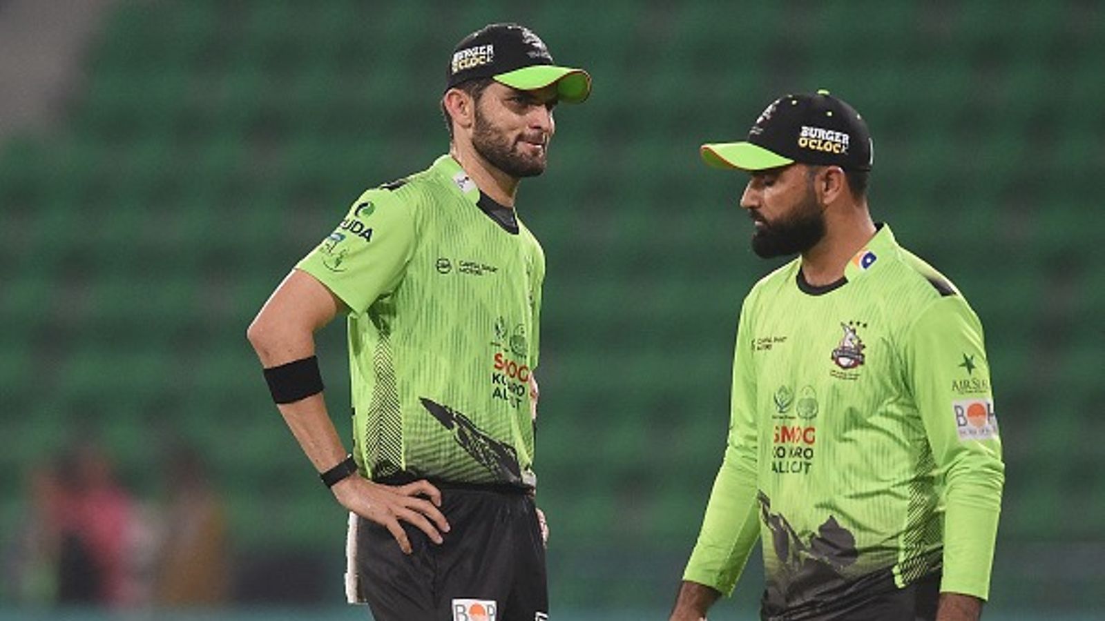 PCB hands two-match ban to Fakhar Zaman for ball tampering in PSL 2026 Lahore Qalandars' captain Shaheen Shah Afridi (L) speaks with teammate Fakhar Zaman (R) during the Pakistan Super League (PSL) T20 match between Karachi Kings and Lahore Qalandars (Getty)