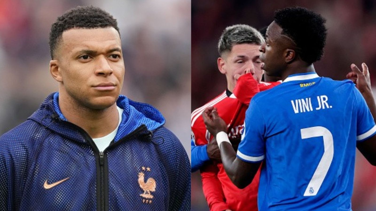 Benfica's Prestianni calls out Mbappe over Vinicius racism controversy in heated UCL clash vs Real Madrid Kylian Mbappe, Prestianni, Vinicius Jr in the frame (Images via Getty)