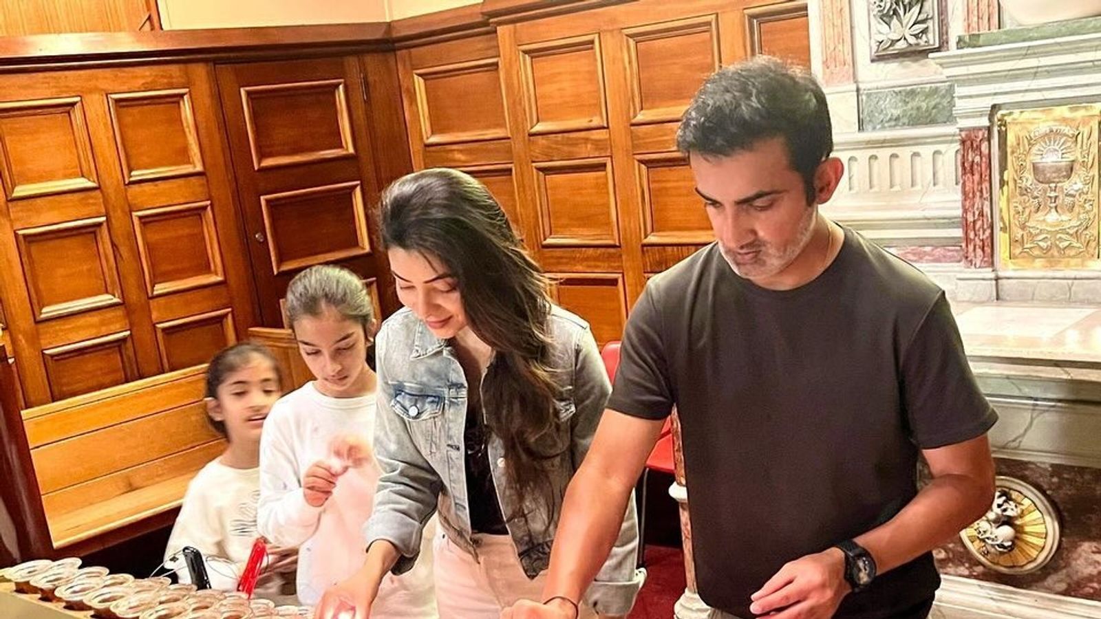 Gautam Gambhir Keeps It Simple, Natasha Jain Brings the Style Game Gautam Gambhir with his family