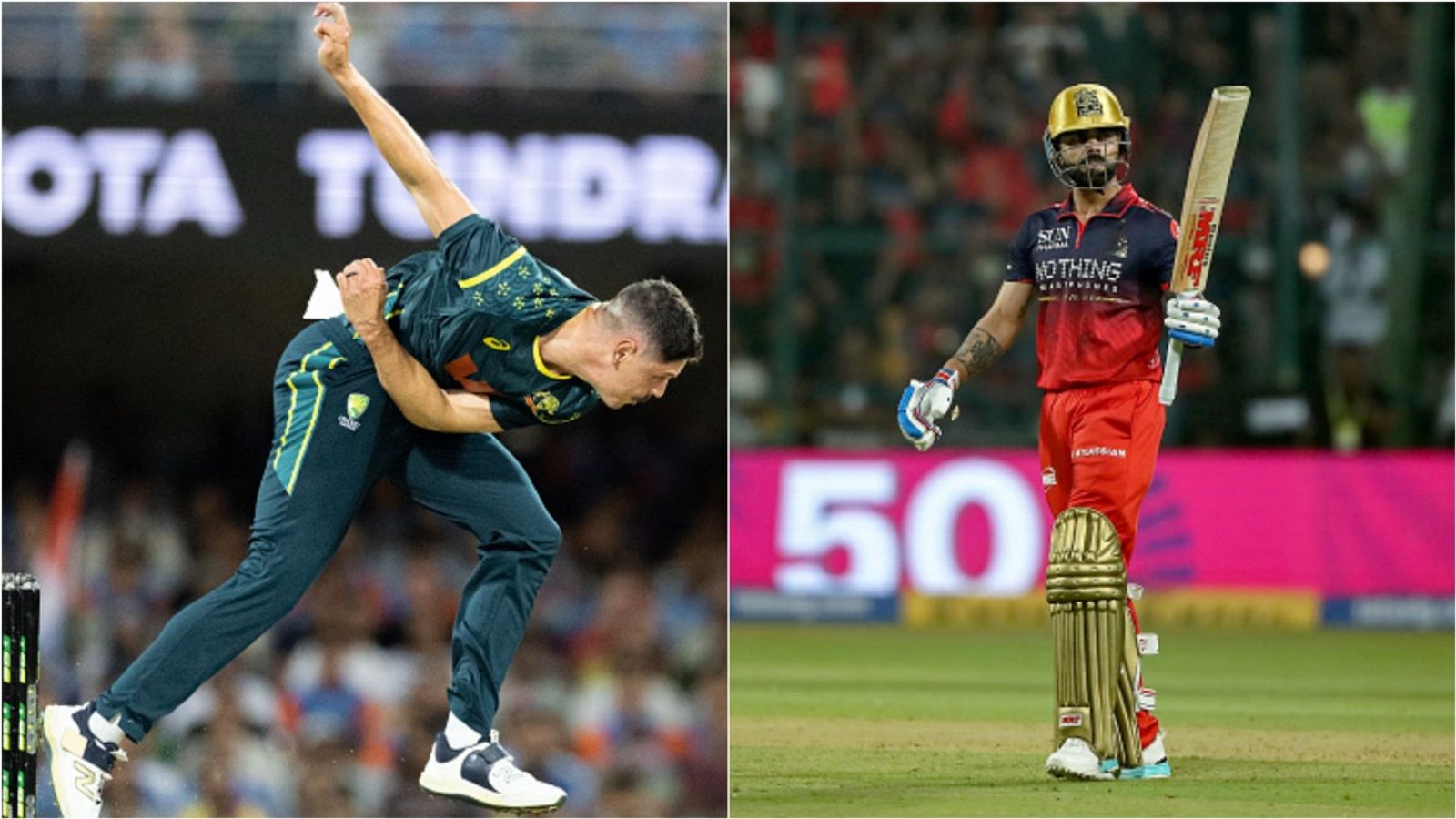 Yet to make his IPL debut, PBKS' Australian pacer wants to dismiss Virat Kohli 'at home or in Bengaluru' Australia's left-arm pacer Ben Dwarshuis in action; RCB's Virat Kohli celebrates his fifty against SRH in IPL 2026.