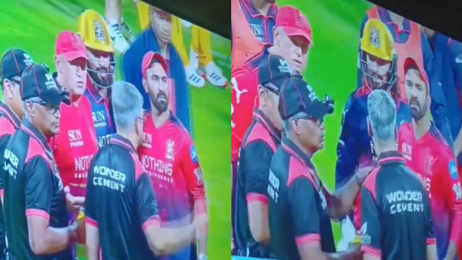 WATCH: Rajat Patidar, Dinesh Karthik caught in fiery exchange with on-field umpires during RCB vs CSK clash Dinesh Karthik, Rajat Patidar with umpires during RCB vs CSK clash (X Screengrab)