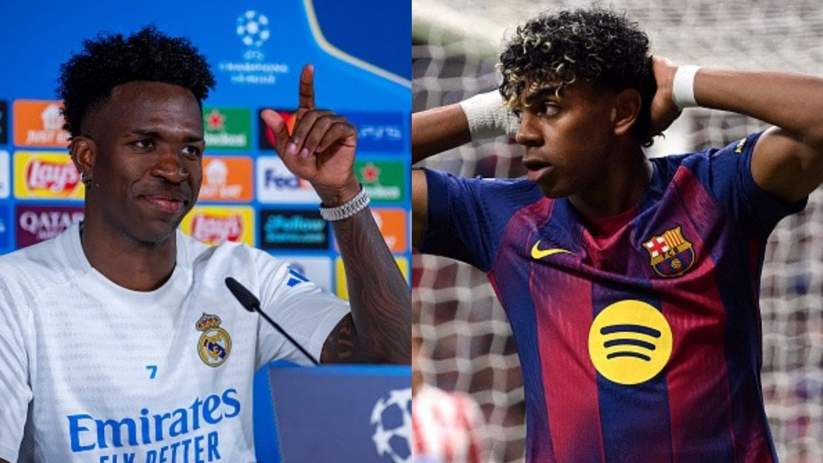 Real Madrid’s Vinicius backs rival star Barca’s Lamine Yamal in fight against racism Vinicius Jr, Lamine Yamal in the frame (Images via Getty)
