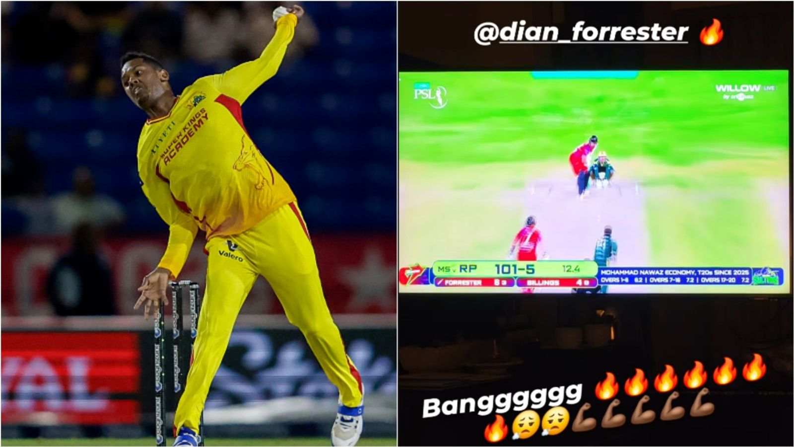 Benched by CSK, Akeal Hosein cheers for JSK teammate hitting Mohammad Nawaz for 3 sixes in PSL via Instagram Texas Super Kings' Akeal Hosein bowls during MLC 2025.