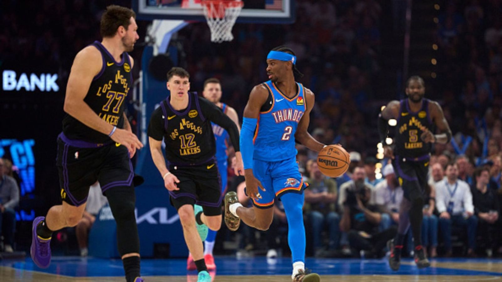 Lakers vs Thunder schedule: Date, time, live stream, and more on NBA 2025-26 season (April 7) Lakers vs Thunder in the frame (Image via Getty)