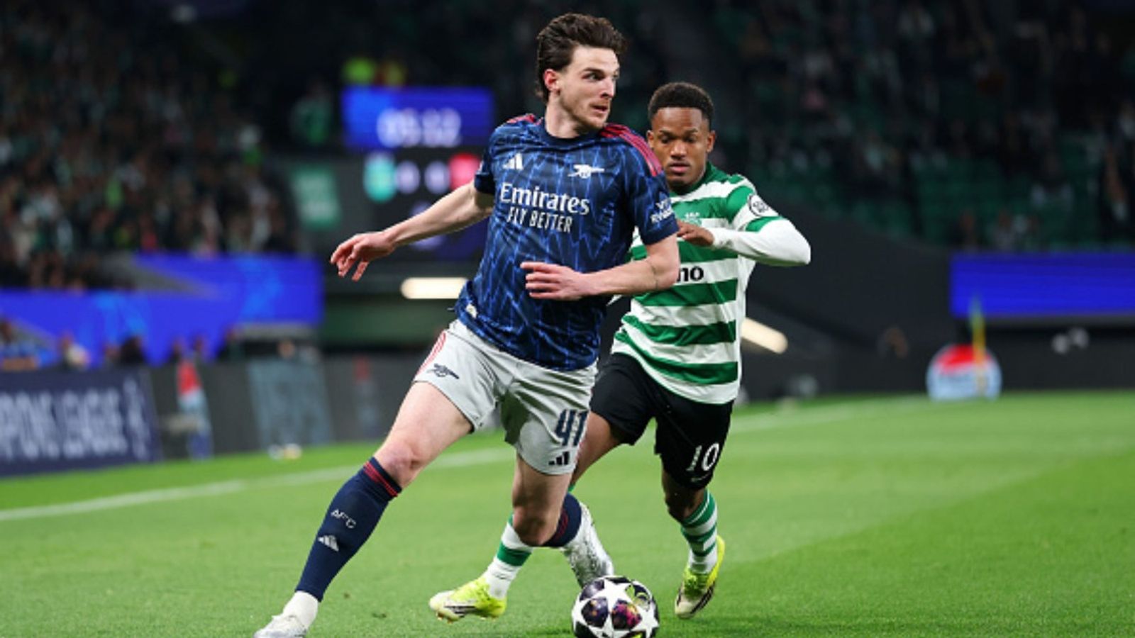 Arsenal secures narrow 1-0 lead over Sporting CP in Champions League quarter-final first leg Arsenal vs Sporting CP in the frame (Image via Getty)