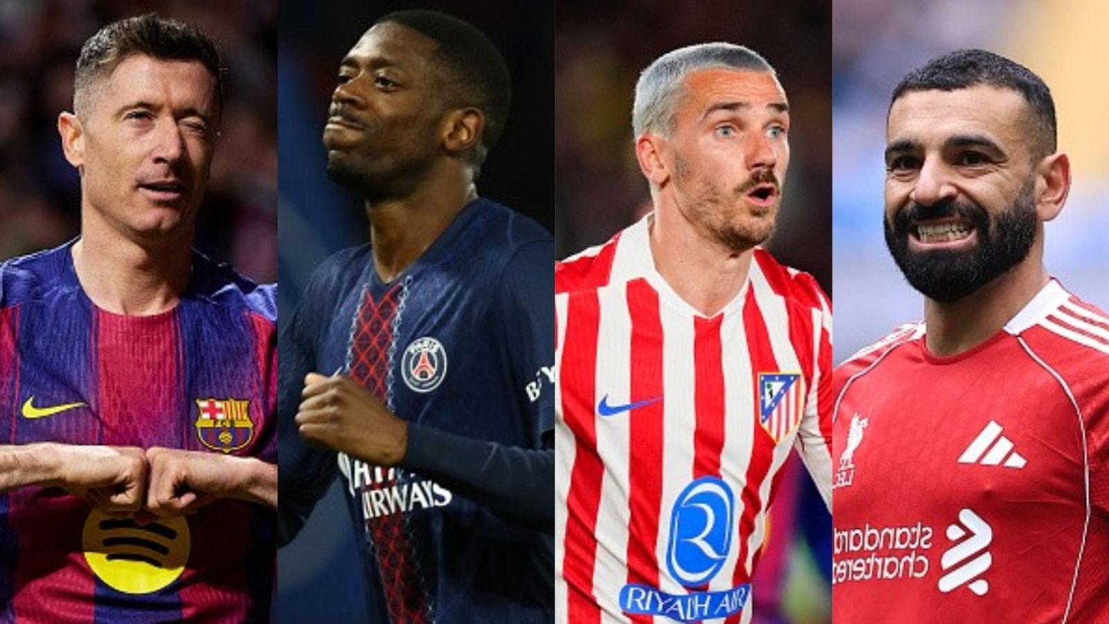 UEFA Champions League Quarterfinals: Barcelona, PSG, and more play tonight; How to watch in UK, USA, India? Robert Lewandowski, Ousmane Dembele, Antoine Griezmann, Mo Salah in the frame (Images via Getty)