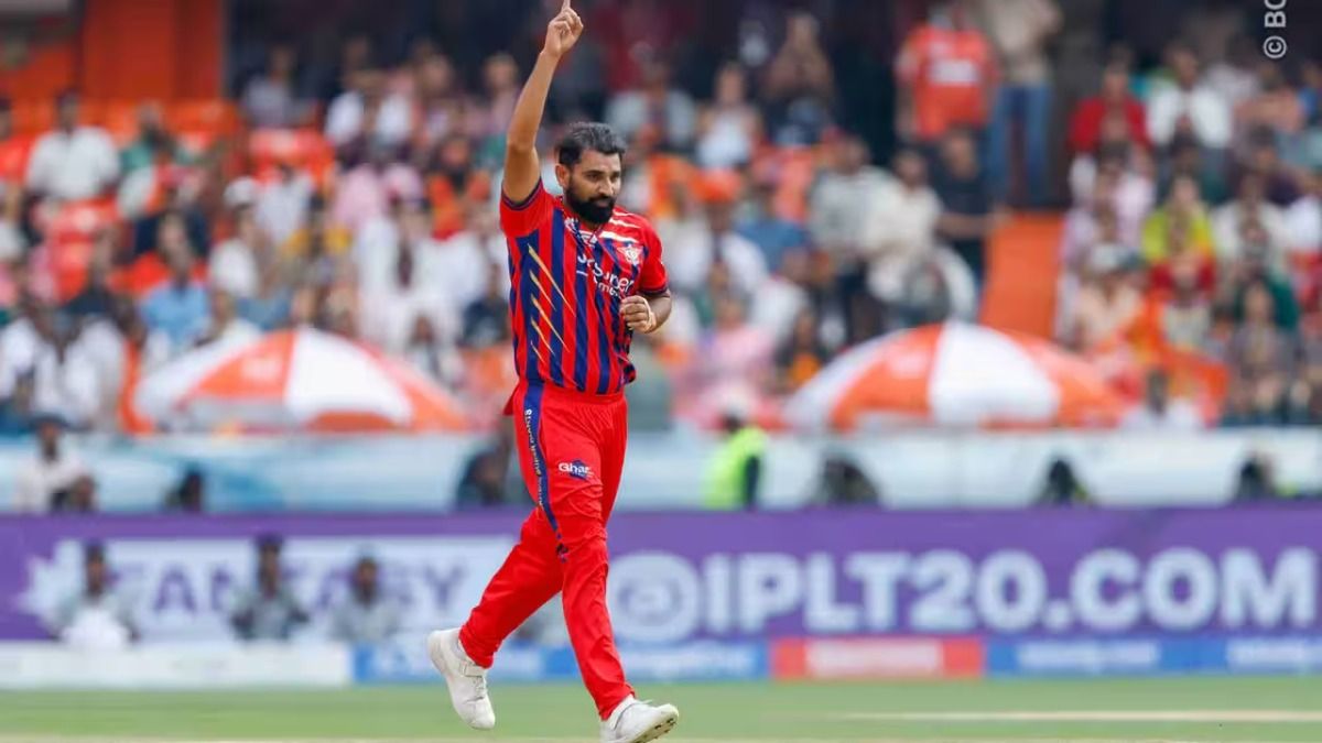Lucknow Super Giants' Mohamed Shami in the frame.