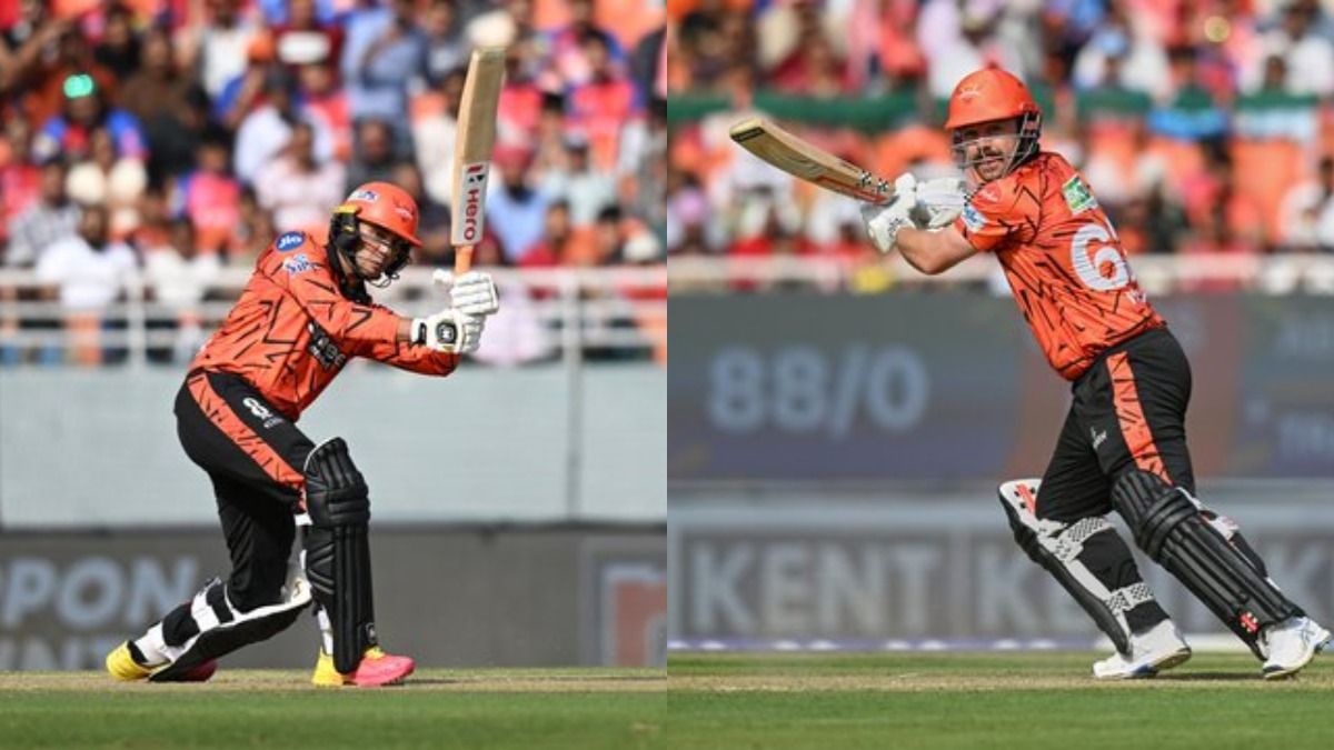 SRH's Abhishek Sharma (L) and Travis Head in frame. (X)