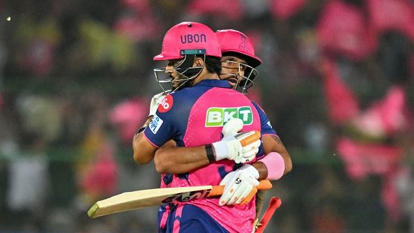 Rajasthan Royals' Riyan Parag (L) and Dhruv Jurel in this frame. (Getty)