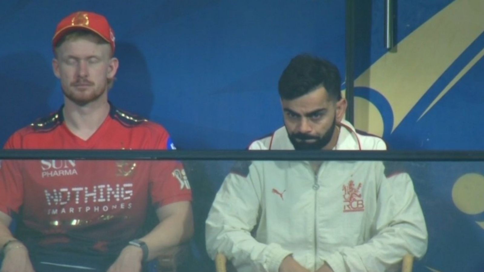 Rajat Patidar and Krunal Pandya provide unclear update on Virat Kohli’s injury RCB's Jordan Cox and Virat Kohli in the dressing room during IPL 2026 clash against Mumbai Indians on April 12.