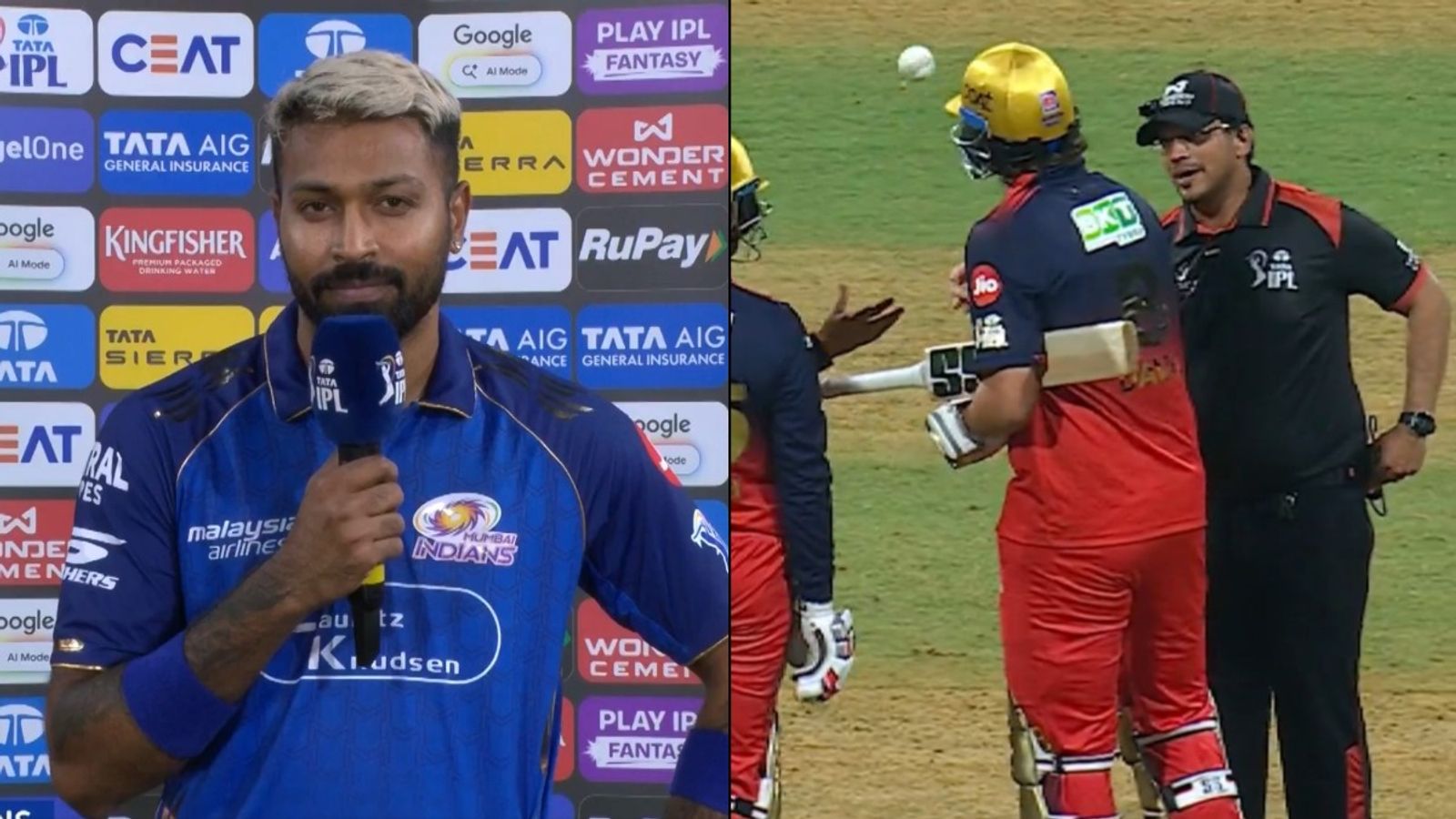 IPL 2026: Tim David fined after on-field incident with umpires; Hardik Pandya also hit with penalty following MI vs RCB clash Hardik Pandya and Tim David (X screengrab)