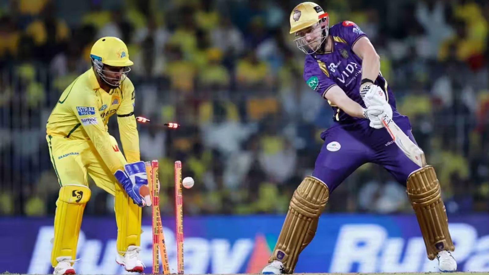 Green to be dropped? Rahane confirms need to make changes for GT clash after 4th loss in IPL 2026 KKR's Cameron Green gets bowled by Noor Ahmad (not picture) as wicketkeeper Sanju Samson watches on during IPL 2026 game on April 14. (Source: BCCI)