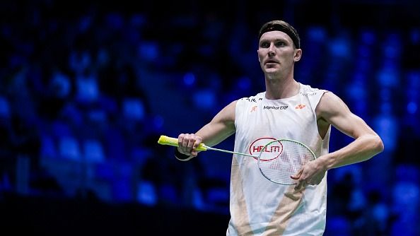 Olympic champion Viktor Axelsen retires after long injury struggle Viktor Axelsen of Denmark reacts in the Men's Singles First Round match (Getty)
