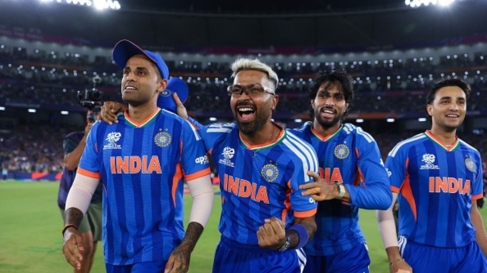 India's two T20 World Cup 2026 winners added to National Anti-Doping Agency-registered testing pool Suryakumar Yadav , Hardik Pandya, Tilak Verma and Abhishek Sharma of India celebrate victory during the ICC Men's T20 World Cup India & Sri Lanka 2026 Final between India and New Zealand (Getty)