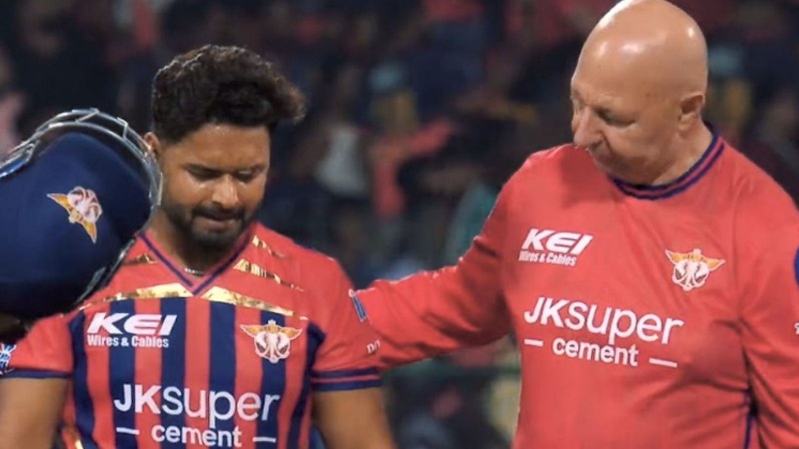 Injury scare for LSG as teary-eyed Rishabh Pant leaves field in midway through IPL 2026 clash vs RCB Teary eyed Rishabh Pant with LSG Physio (X)