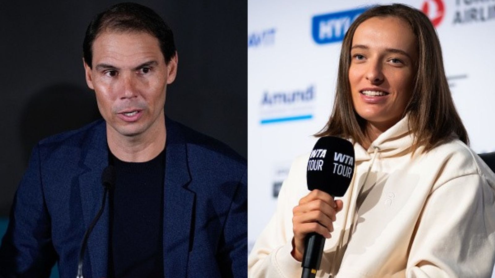 Is Rafael Nadal a strict coach? Iga Swiatek's cheeky response as she trains with tennis legend Rafael Nadal, Iga Swiatek in the frame (Images via Getty)