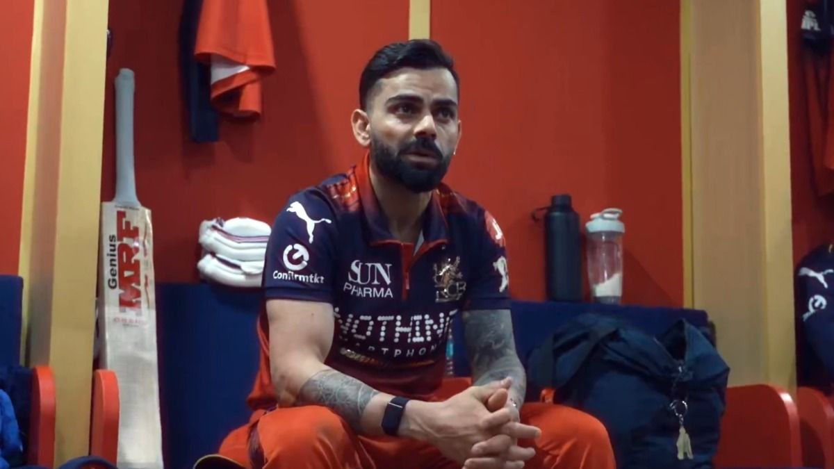 Virat Kohli giving pep talk in RCB dressing room (RCB, X screengrab) Virat Kohli giving pep talk in RCB dressing room (RCB, X screengrab)