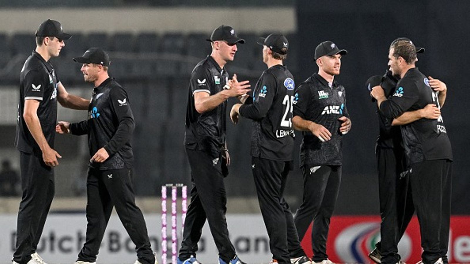 BAN vs NZ: Troika of Nicholls-Foxcroft-Tickner steer New Zealand to 26-run win over Bangladesh in 1st ODI New Zealand's players celebrate their team's win over Bangladesh in their 1st ODI. (Getty)