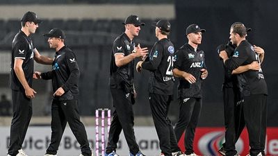 BAN vs NZ: Troika of Nicholls-Foxcroft-Tickner steer New Zealand to 26-run win over Bangladesh in 1st ODI New Zealand's players celebrate their team's win over Bangladesh in their 1st ODI. (Getty)