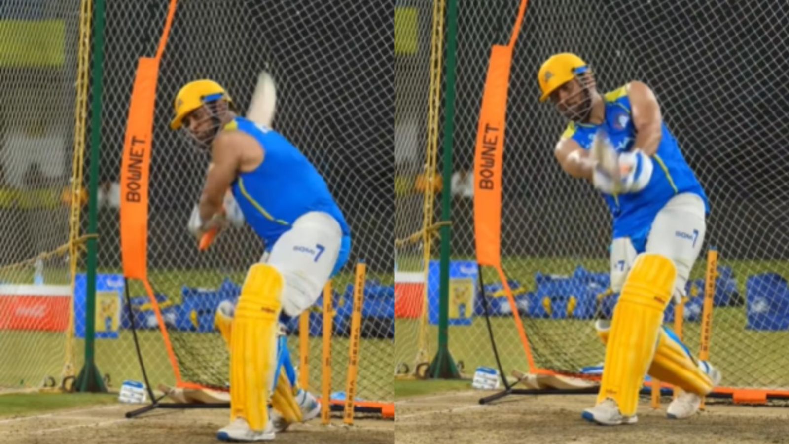 Watch: MS Dhoni goes berserk in the nets, tonks sixes for fun ahead of SRH vs CSK IPL 2026 clash Former CSK captain MS Dhoni in this frame. (Screeshot)