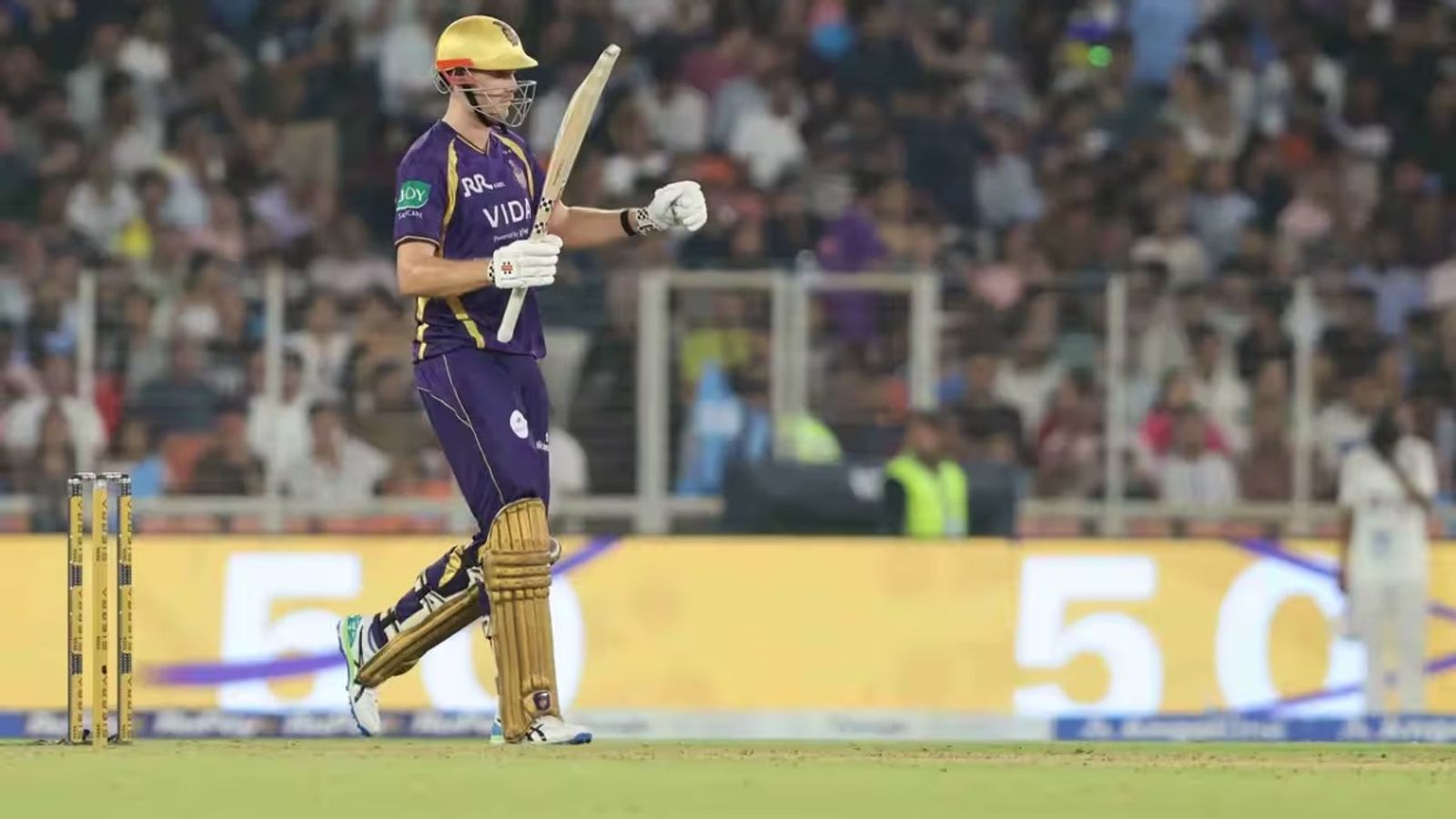 Why Green didn't bowl vs GT despite Cricket Australia's clearance? KKR skipper Rahane reveals KKR's Cameron Green celebrates his half-century against Gujarat Titans in IPL 2026 match on April 17.