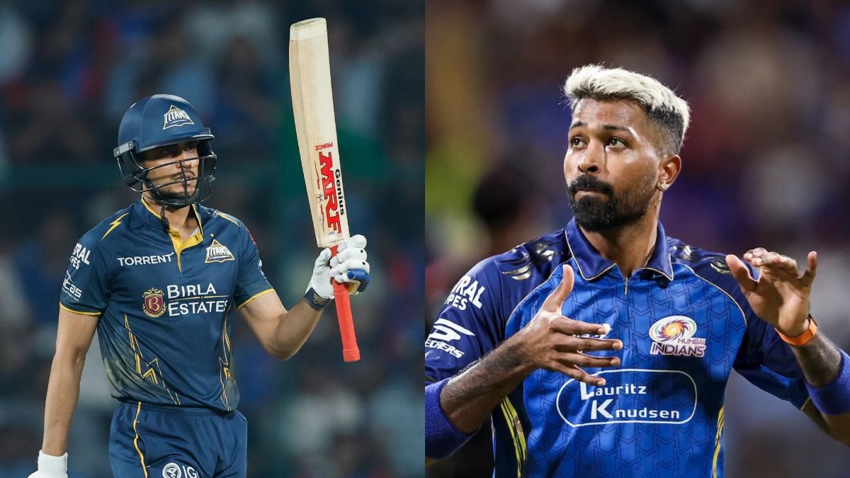 GT captain Shubman Gill (L) and MI skipper Hardik Pandya in frame. (X)