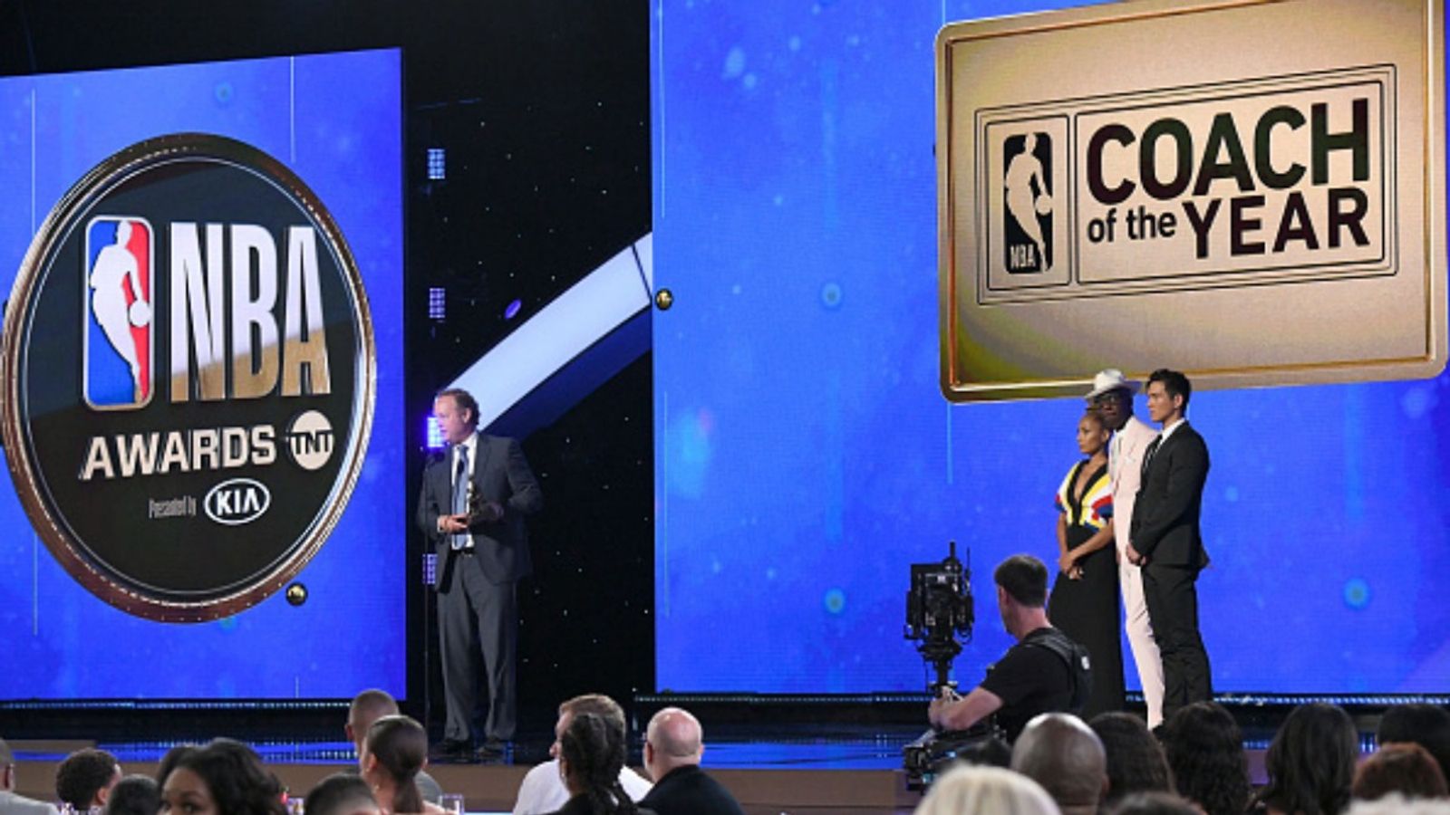 NBA names three finalists for 2025-26 Coach of the Year Award NBA Coach of the Year image in the frame (Image via Getty)