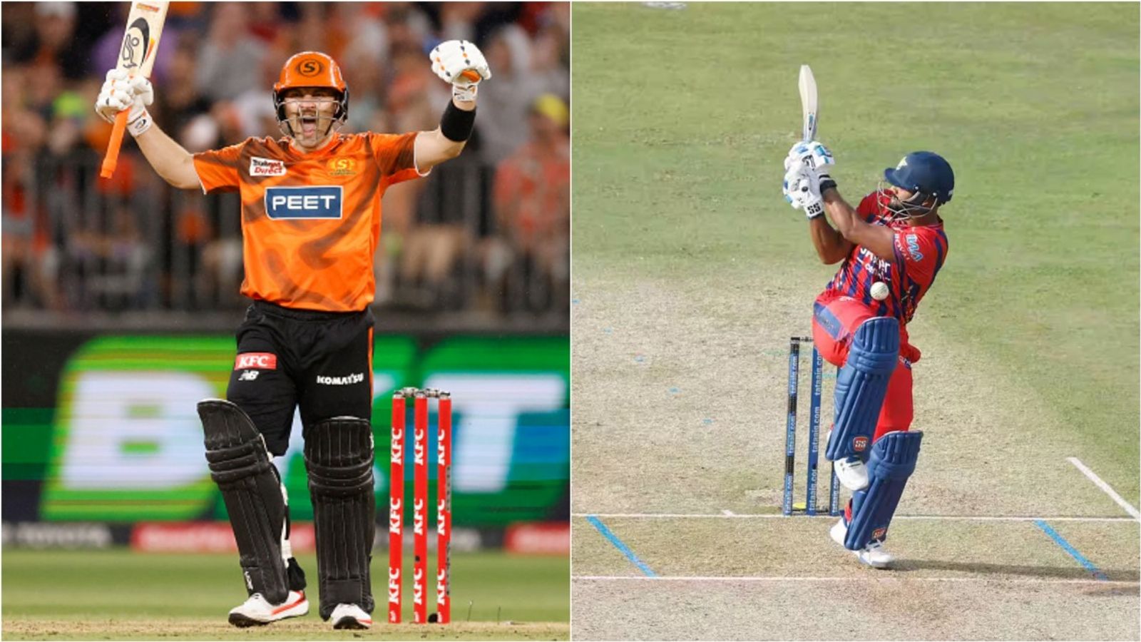 Pooran faces perform or perish situation, LSG's Rs 8.6 crore overseas recruit to join before MI clash Perth Scorchers' Josh Inglis celebrates; LSG's Nicholas Pooran gets hit on the body during IPL 2026.