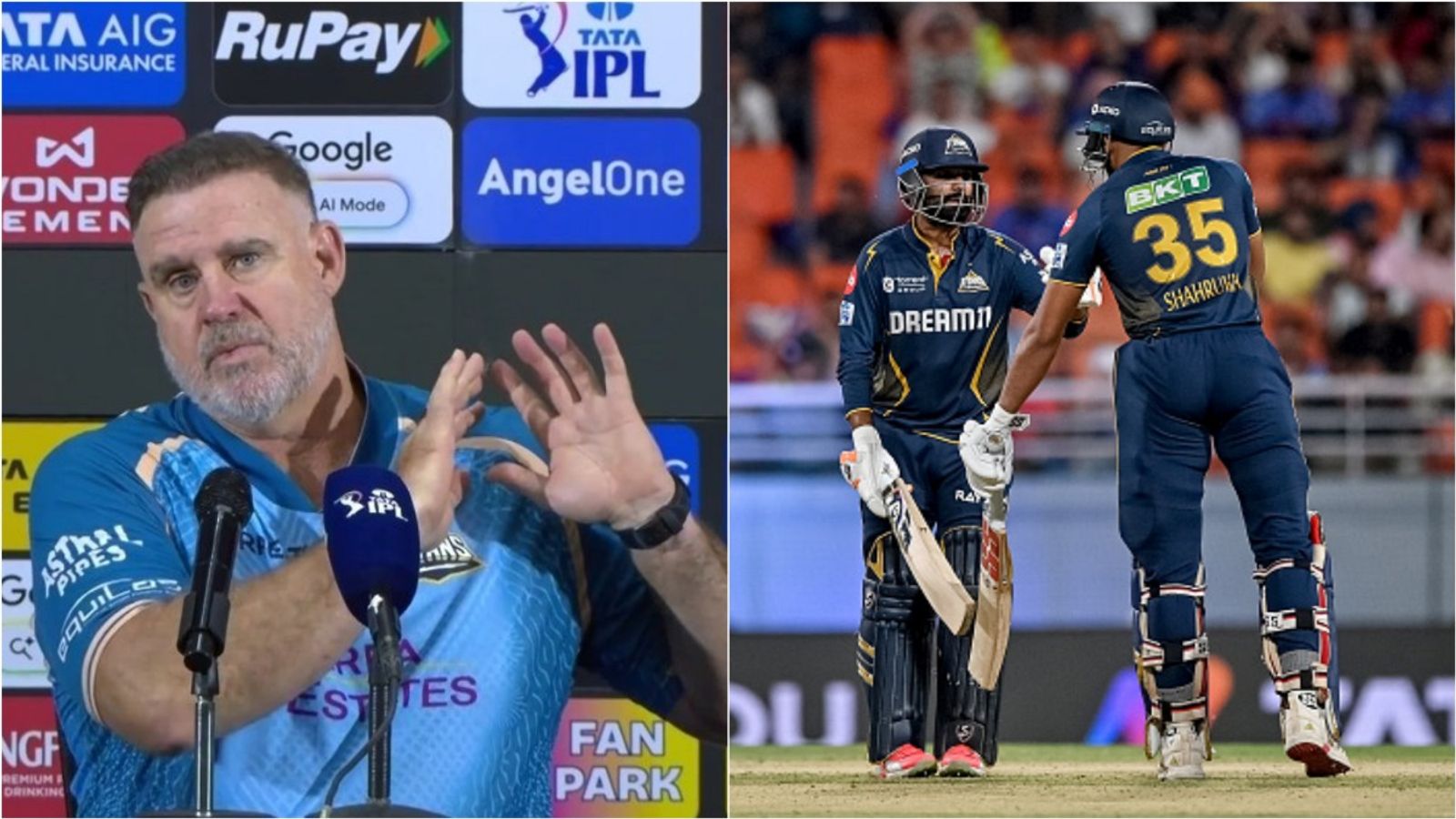 'We shouldn't be allowing Tewatia or Shahrukh lot of balls': GT coach Hayden tears into top-order for 99-run loss Gujarat Titans batting coach Matthew Hayden; Rahul Tewatia, Shahrukh Khan during IPL 2025 clash.
