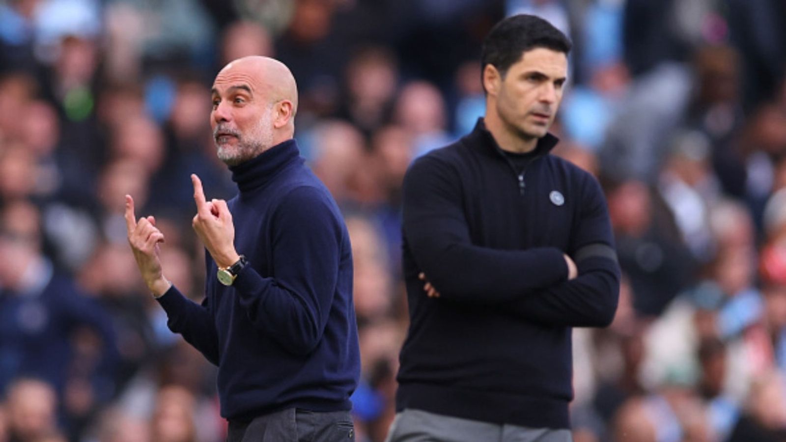Man City boss Pep Guardiola's take on Arsenal's Premier League title after defeat at Etihad Pep Guardiola, Mikel Arteta in the frame (Images via Getty)