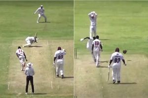 WATCH: West Indies player gets hit by bouncer, gets up & kicks helmet in frustration as match gets called off on dangerous pitch SportsTak
