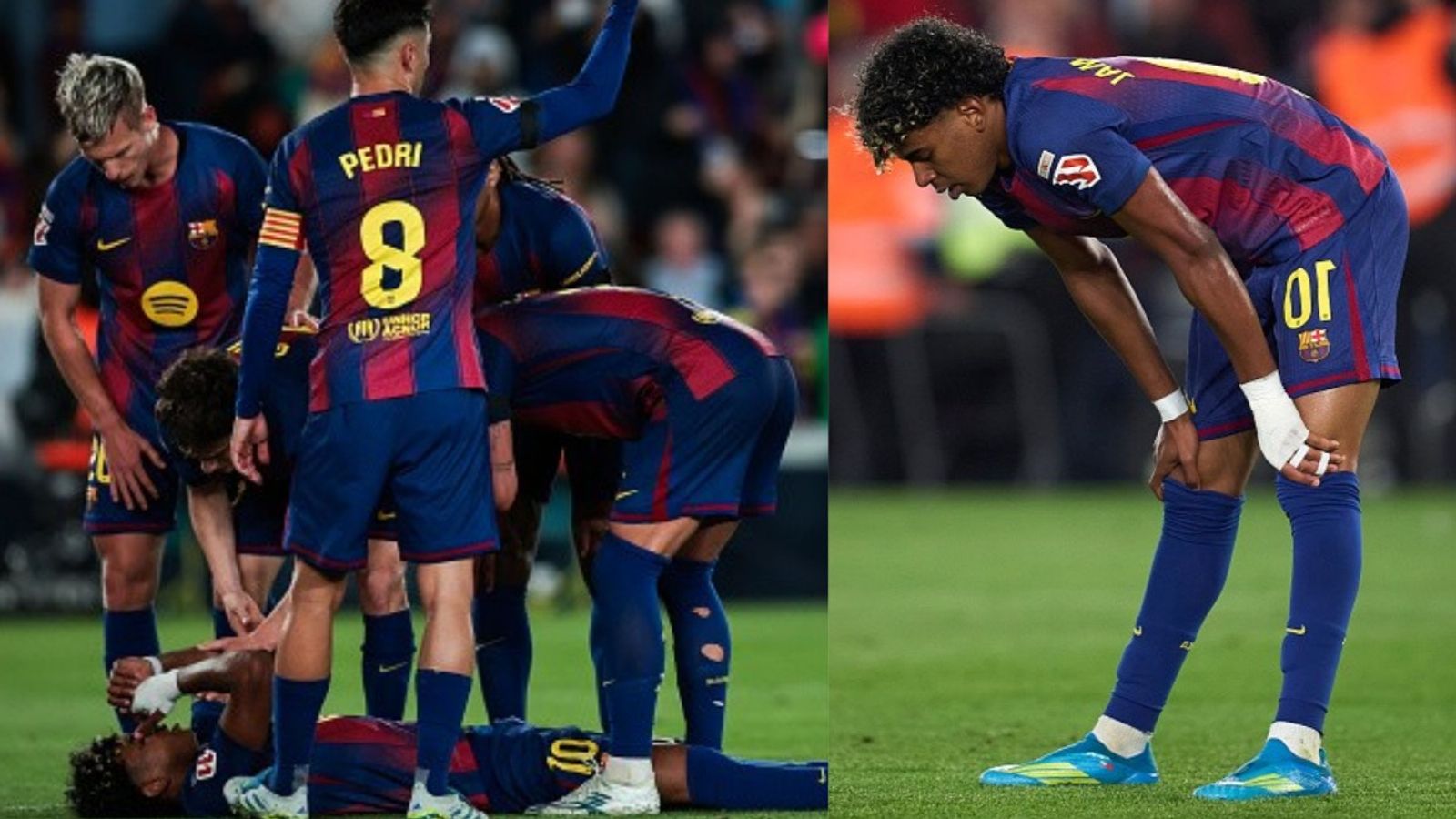 Lamine Yamal forced off with injury as second injury for Barcelona after Joao Cancelo FC Barcelona team, Lamine Yamal in the frame (Images via Getty)