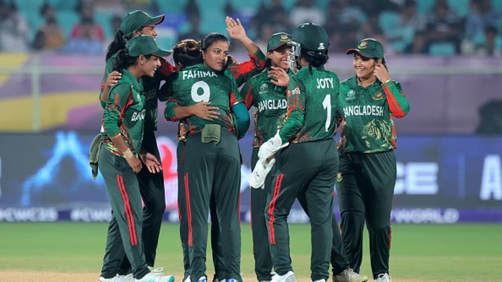 Two Bangladeshi cricketers punished for breaching ICC's Code of Conduct, handed one demerit point each Bangladesh's Nahida Akter celebrates with her teammates in this frame. (Getty)