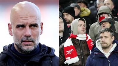 Watch: Arsenal fans blame Man City boss Pep Guardiola at Wembley as Premier League title hopes fade: ‘You've ruined my life!’ Arsenal fans blame Pep Guardiola at Wembley as Premier League title hopes fade