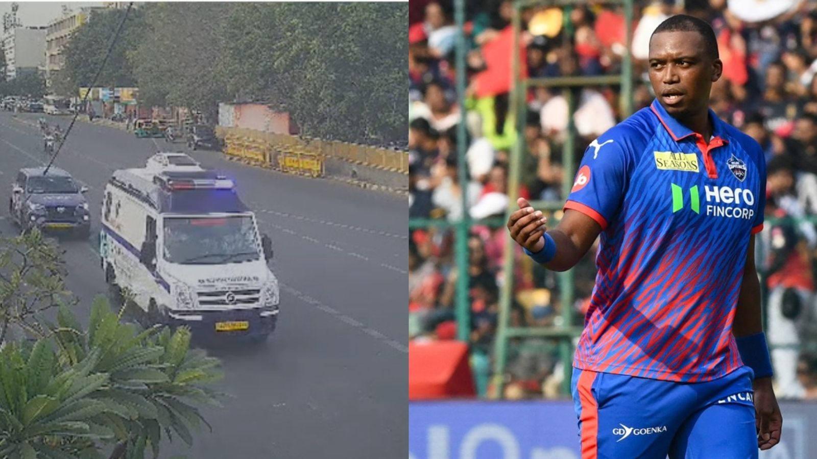 Lightning-fast green corridor by Delhi Traffic Police ensures Lungi Ngidi's swift hospital transfer after scary injury Lightning-fast green corridor by Delhi Traffic Police ensures Lungi Ngidi's swift hospital transfer after scary injury. (Screenshot)