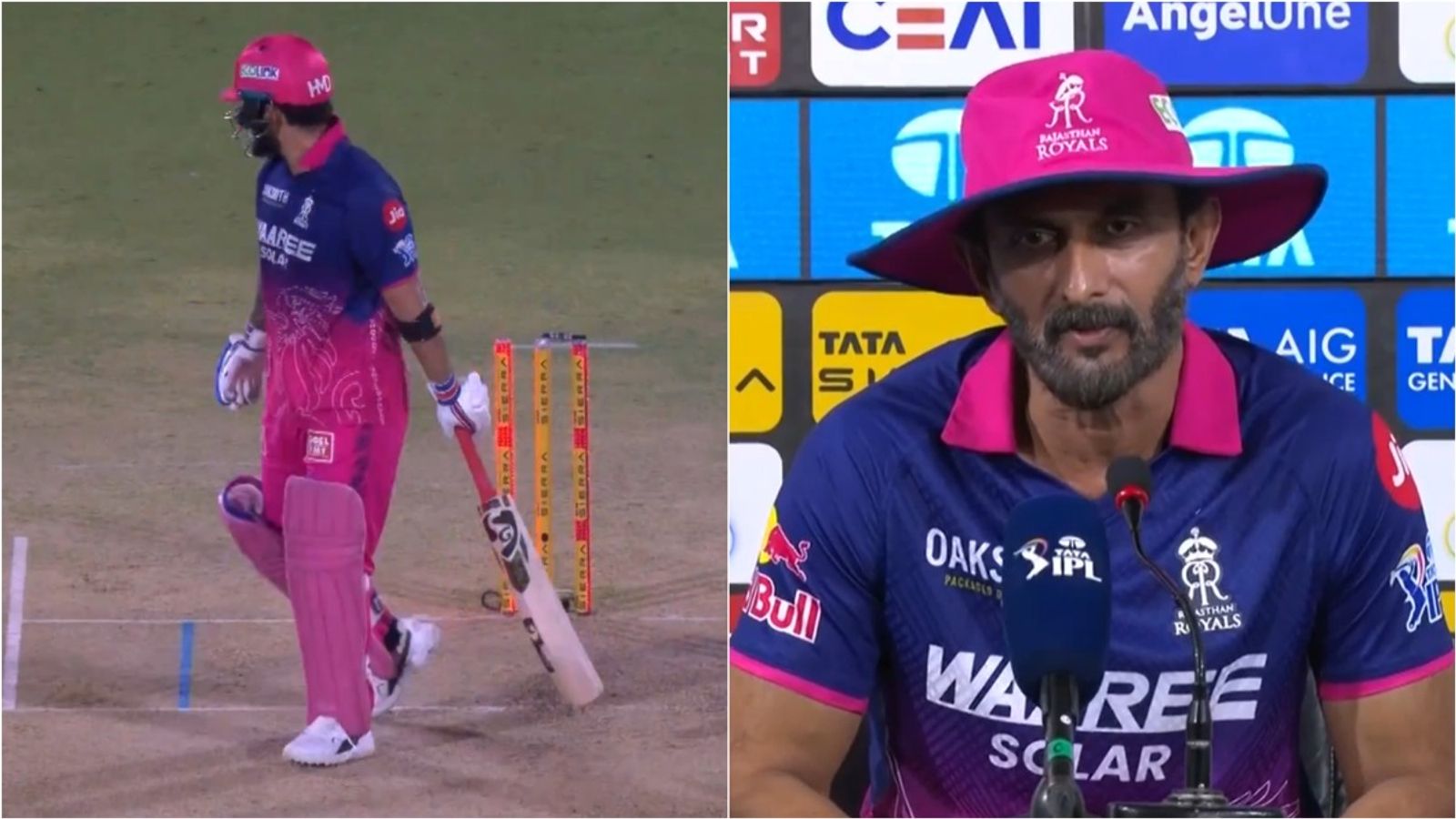 Just 88 runs from 8 innings but Rajasthan Royals batting coach stills says 'nothing going wrong with' Riyan Parag Rajasthan Royals captain Riyan Parag clean bowled by SRH skipper Pat Cummins in IPL 2026 match on April 25; RR batting coach Vikram Rathour speaks during post-match press conference.