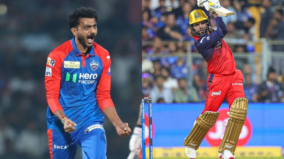 DC skipper Axar Patel (L) and RCB captain Rajat Patidar in frame. (X)